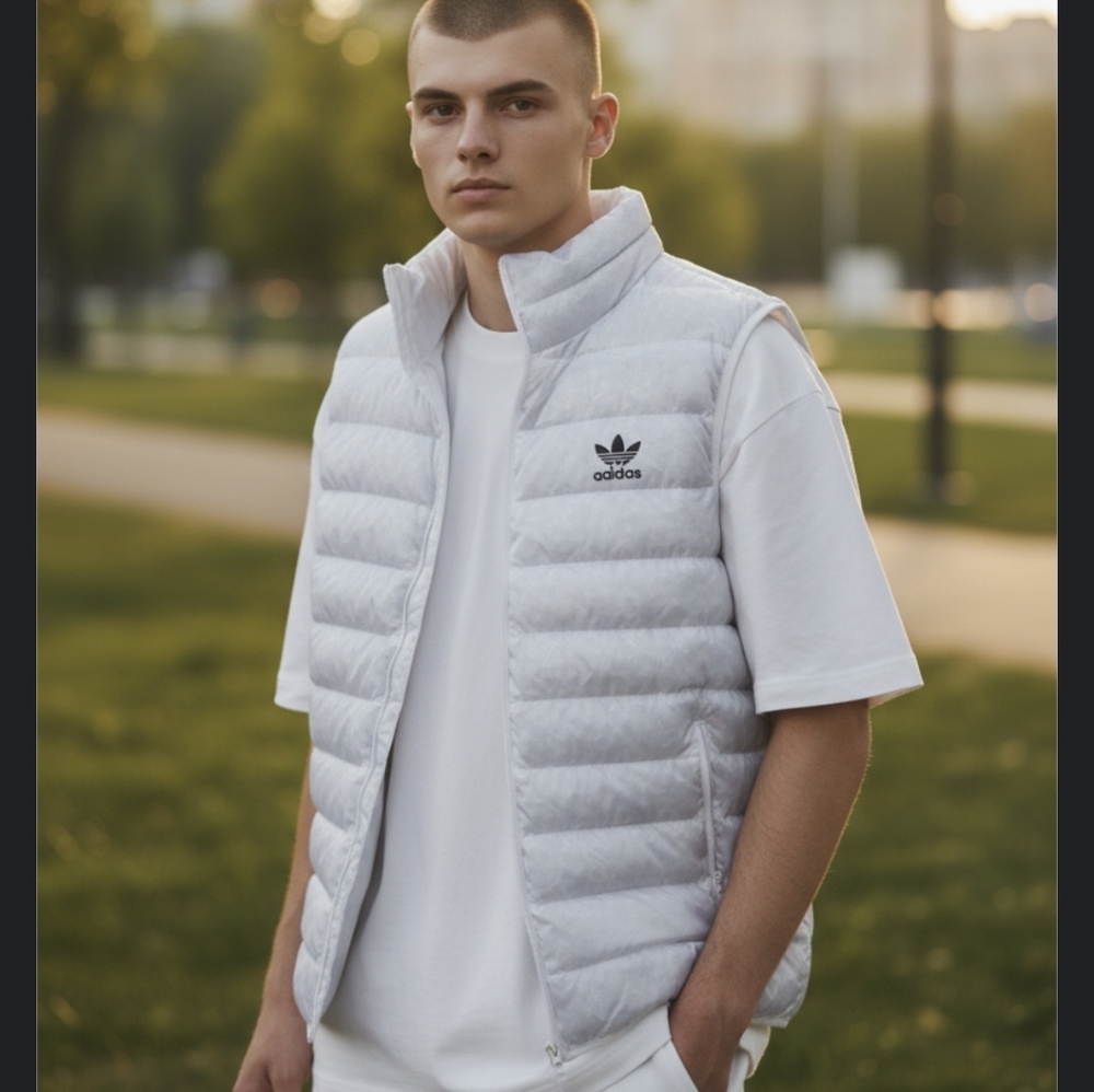 Nwt.Adidas Men's Light Gray Puffer Vest